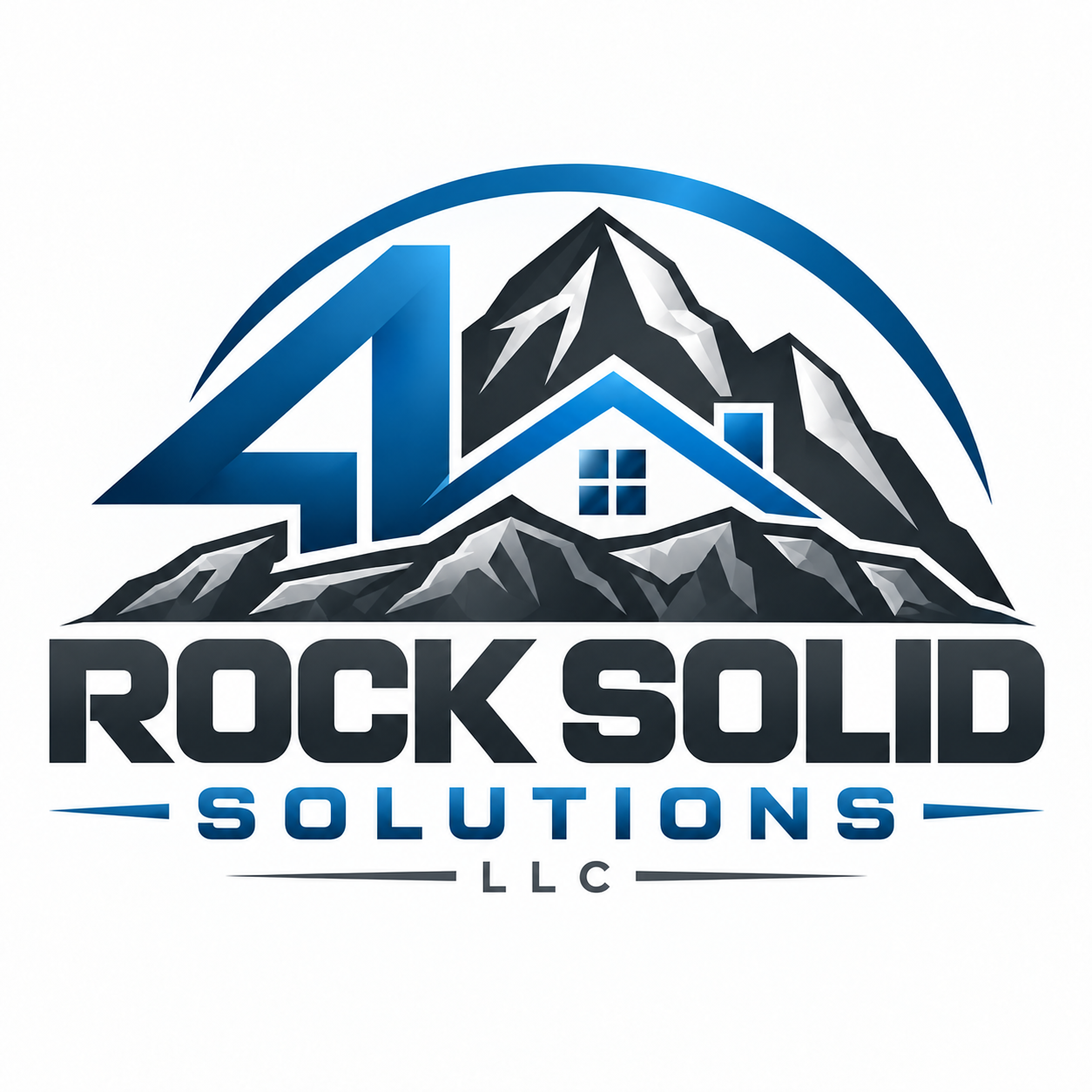 4 Rock Solid Solutions emblem: circular logo reading Rock Solid Solutions with a stylized 4